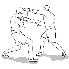 Two men are boxing. Illustration in the outline eps 10 illustration