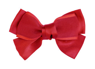red of ribbon bow on an isolated white background