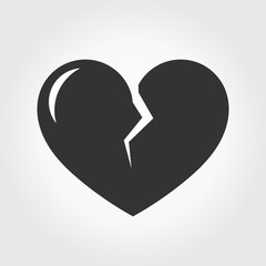 Black broken heart icon