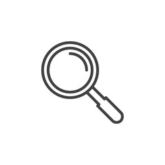 Search, magnifying glass line icon, outline vector sign, linear style pictogram isolated on white. Symbol, logo illustration. Editable stroke. Pixel perfect
