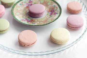 Closeup of colorful macaroons