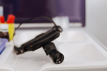 Close up of special medical instrument being on the support