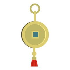chinese coin of luck icon isolated