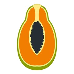 Half cut papaya fruit icon isolated