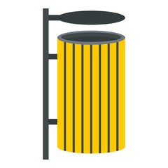 Yellow litter waste bin icon isolated