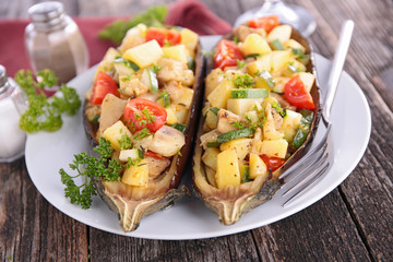 baked eggplant with vegetables