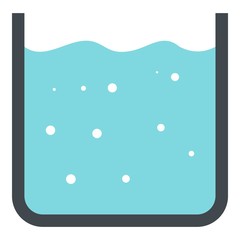 Beaker with pure blue water icon isolated