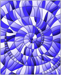 Abstract mosaic image,  tiles arranged in a spiral, blue tone 