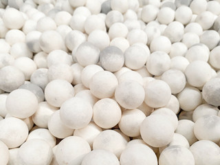white ceramic balls closeup