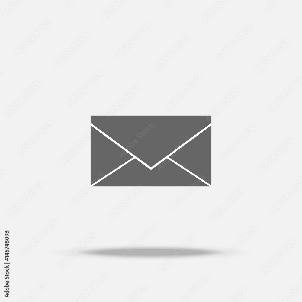 Poster envelope flat design vector icon with shadow