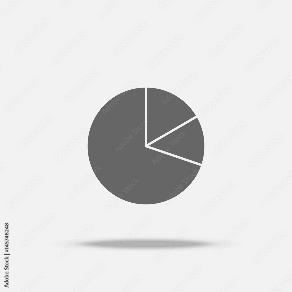 Poster pie graph chart flat design vector icon with shadow