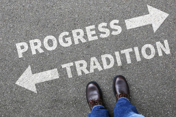 Tradition progress future management assessment analysis company business concept