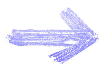grunge arrow, blue chalk isolated on white background