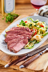 Delicious low carbohydrate meal with roast beef