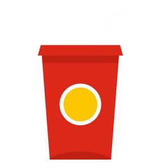 Soft drink in a red paper cup icon isolated