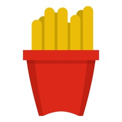 French fries in a red box icon isolated