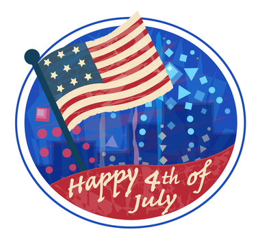 Fourth of July Clip art - Happy 4th of July clip art with American flag and fireworks. Eps10