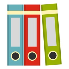 Red, green, blue office folders icon isolated