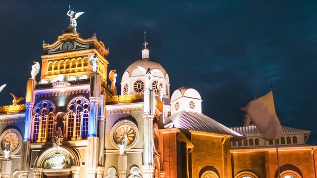 Time lapse of the Basilica de Nuestra Senora de los Angeles in the city of Cartago, Costa Rica