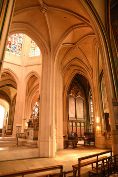 Voûtes gothiques du choeur de l'église Saint-Gervais à Paris, France