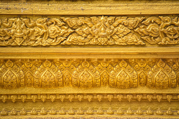 Wat Phra Sri Arn. that A magnificent temple is decorated with golden stucco in Ratchaburi Thailand.