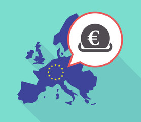Obraz na płótnie Canvas Long shadow EU map with an euro coin entering in a moneybox