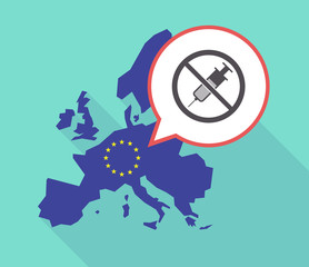 Long shadow EU map with  a syringe  in a not allowed signal