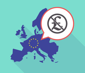 Long shadow EU map with  a pound sign  in a not allowed signal