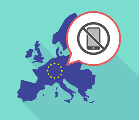Long shadow EU map with  a phone  in a not allowed signal