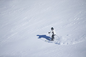 Unknown skier in Sierra Nevada, Granada.