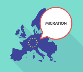 Long shadow EU map with  the text MIGRATION