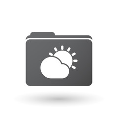 Isolated folder signal with  the Sun shining behind a cloud