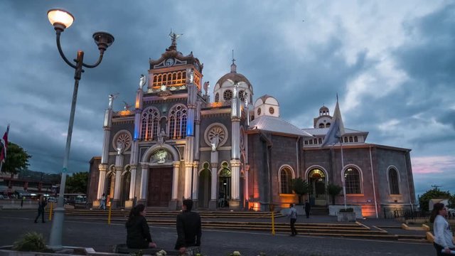 Time lapse of the Basilica de Nuestra Senora de los Angeles in the city of Cartago, Costa Rica