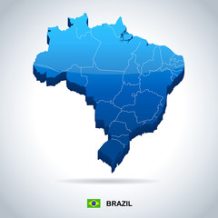 Brazil - map and flag – illustration