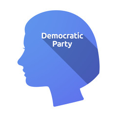 Isolated female head with  the text Democratic  Party