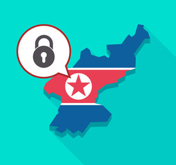 North Korea map with  a closed lock pad
