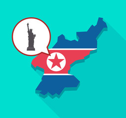 Naklejka premium North Korea map with the Statue of Liberty