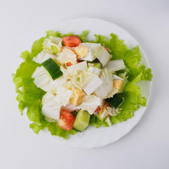 Salad with tomato cucumber egg