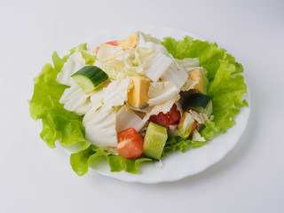 Salad with tomato cucumber egg