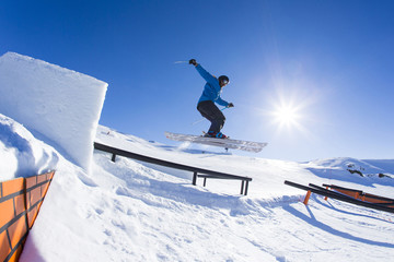 Freeride skier jumping.