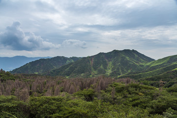 Fototapeta na wymiar Mount Aso landscape which is active volcano in Kumamoto, Japan