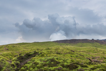 Mount Aso volcano erupting in Kumamoto,  Kyushu, Japan