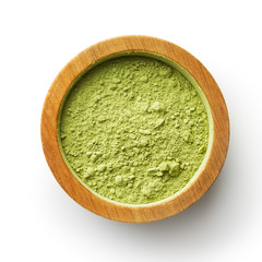 Green matcha tea powder.