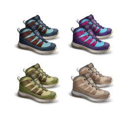 Set of colored travel sneakers
