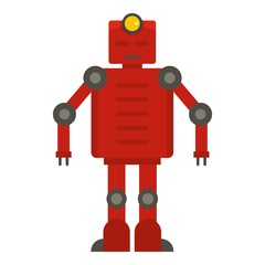 Red robot icon isolated