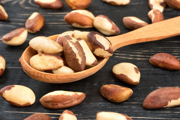 Brazil nuts in spoon