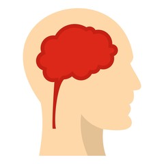 Man head silhouette with brain inside icon