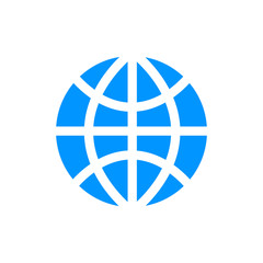 World globe simple blue icon on white