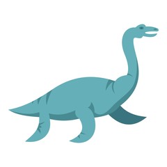 Blue elasmosaurine dinosaur icon isolated