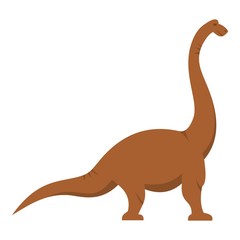 Brown brachiosaurus dinosaur icon isolated